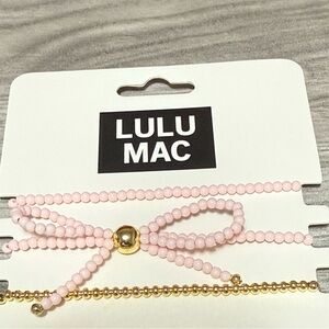 Lulu Mac Pink and Gold Beaded Bracelet Set